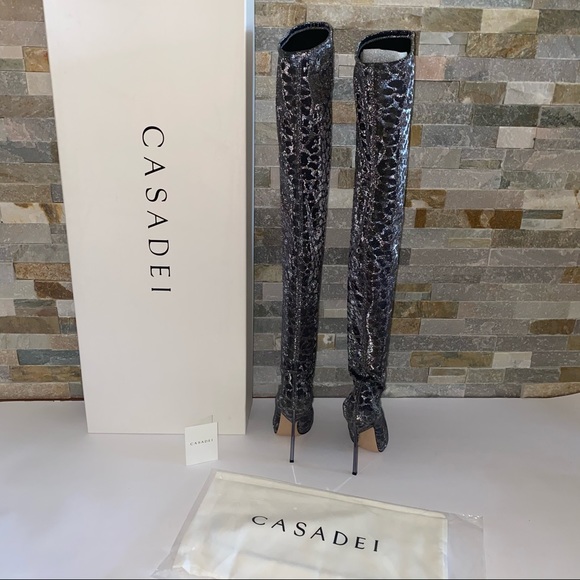 Casadei animal print thigh-high boots - Picture 9 of 15